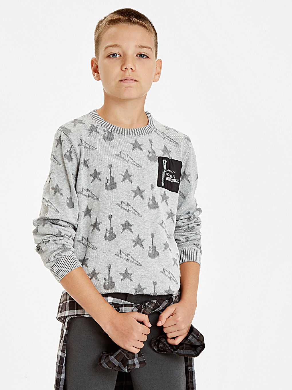 LCW Kids Boy GREY Sweater -8W2642Z4-LAL