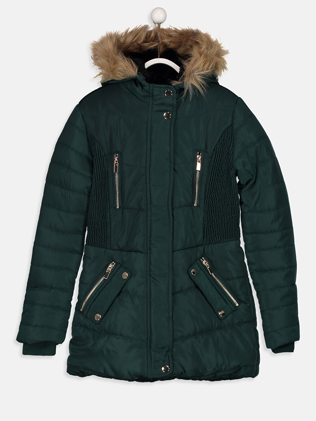 Толстое пальто с капюшоном для девочек