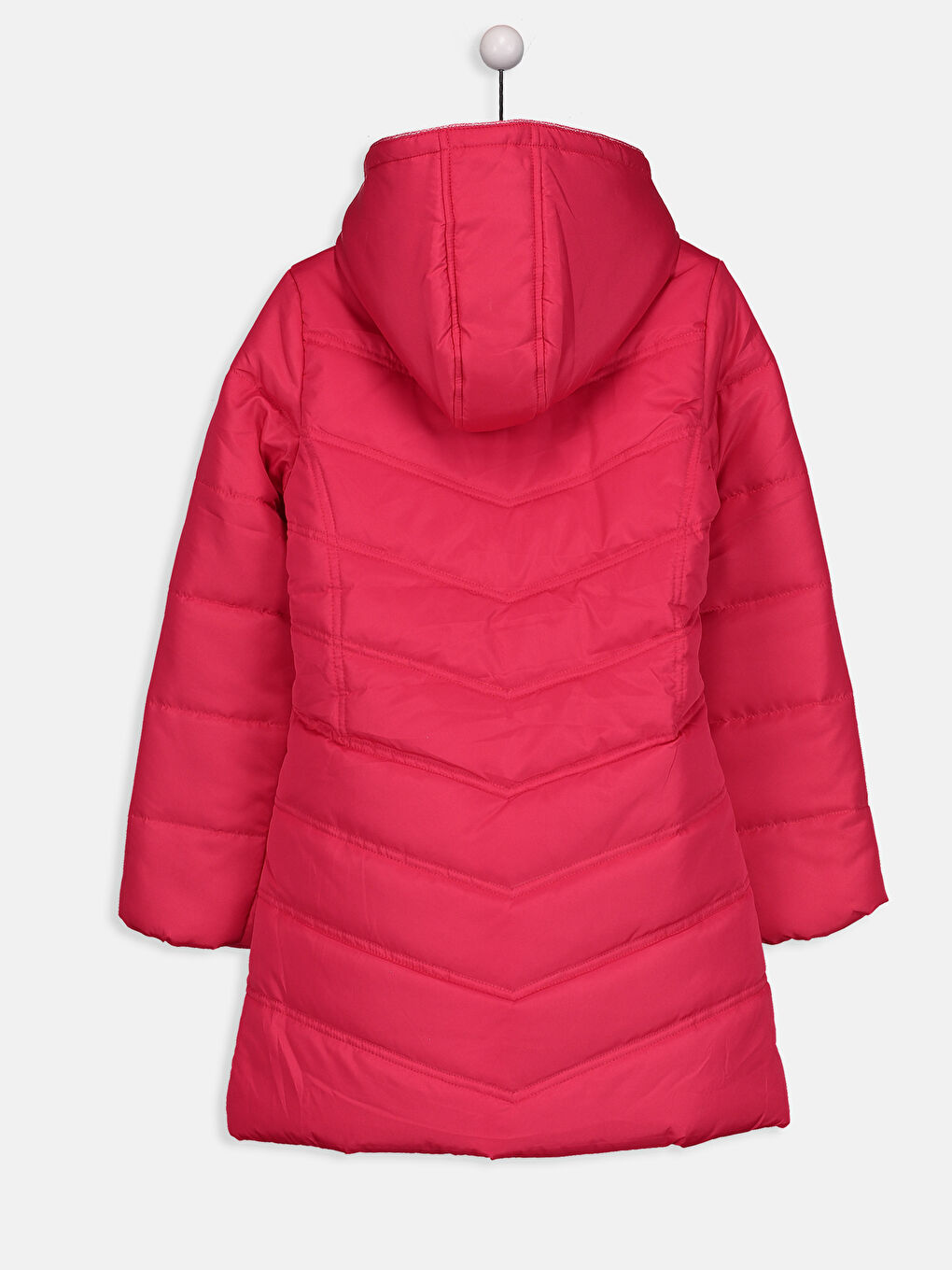 Fuşya Kapüşonlu Kız Çocuk Kalın Kaban-1