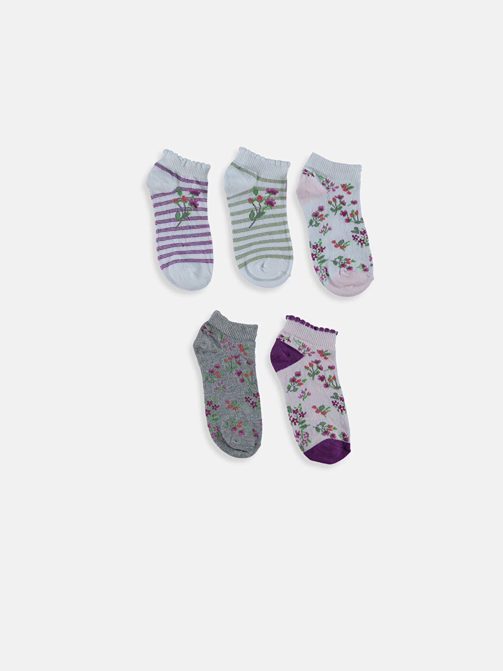 Pembe-Lila-Beyaz Patik Çorap-1