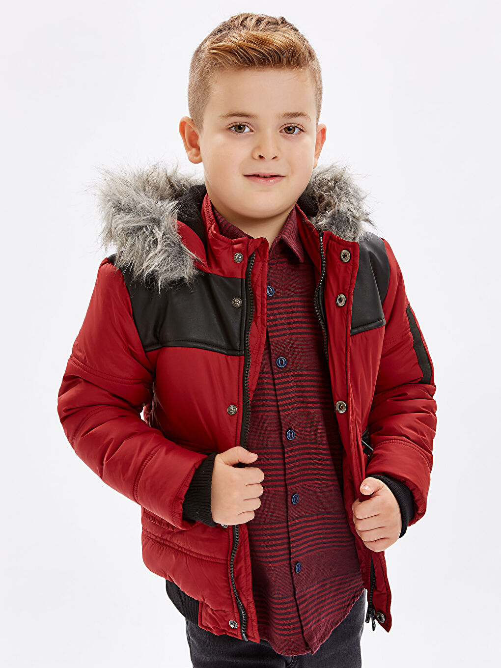 Koyu Kırmızı Şişme Mont