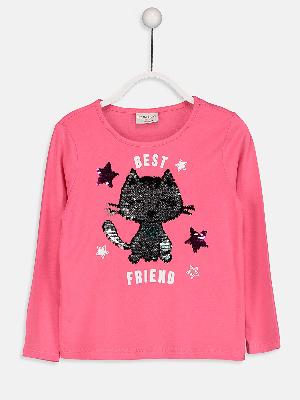 Хлопковая футболка с двусторонними пайетками для девочек-1