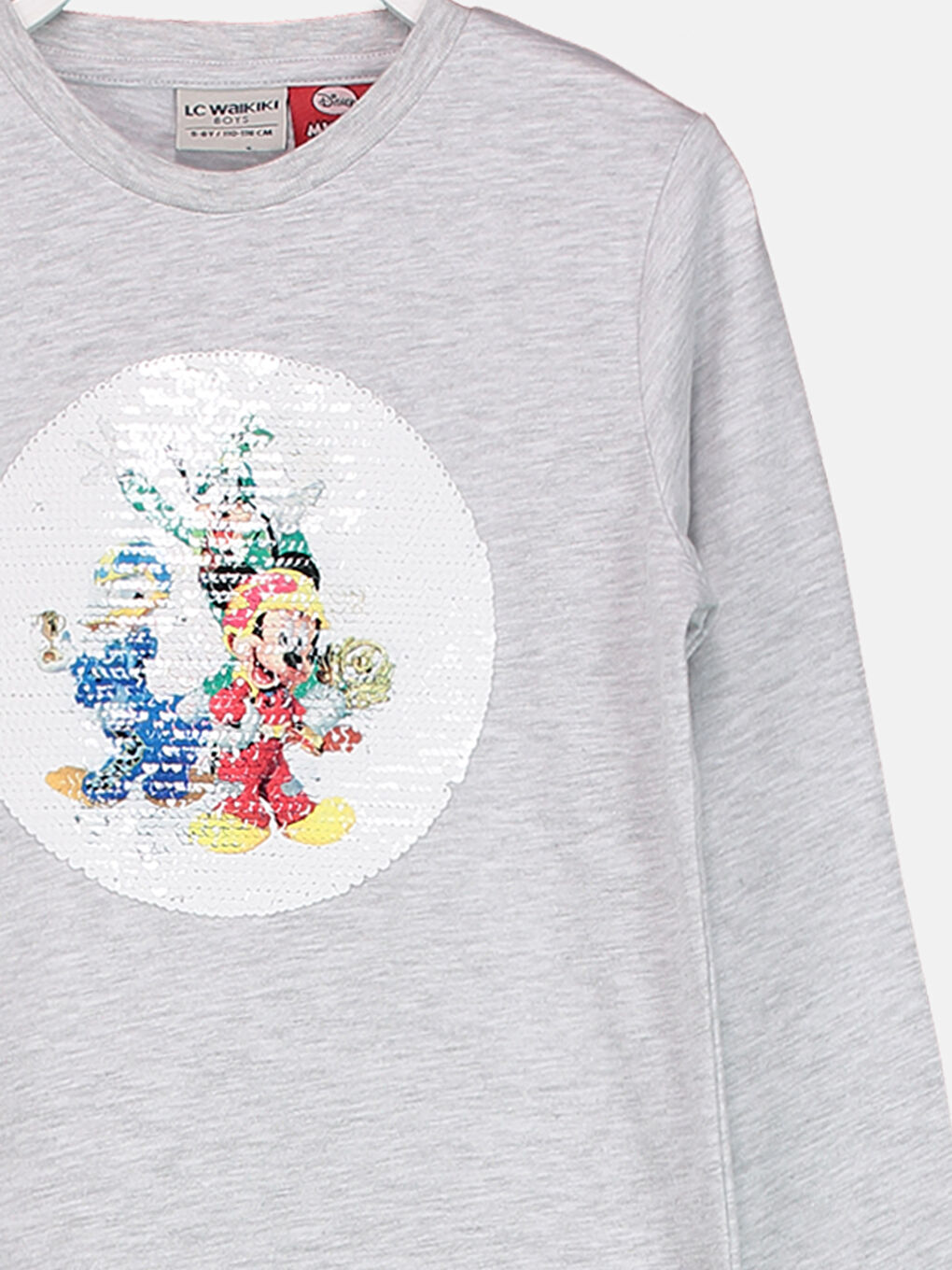 Gri Bisiklet Yaka Uzun Kollu Erkek Çocuk Tişört-4