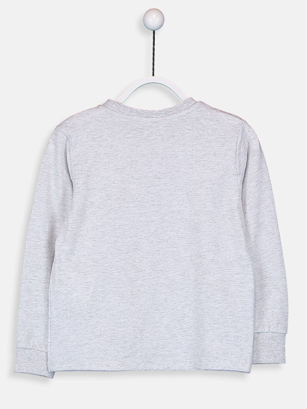 Gri Bisiklet Yaka Baskılı Uzun Kollu Erkek Çocuk Tişört-3