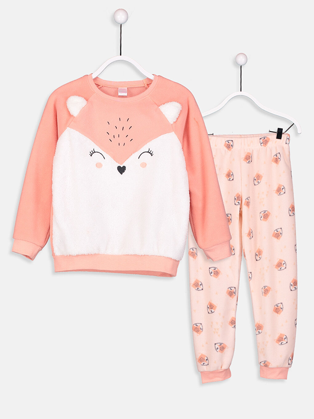 Mercan Bisiklet Yaka Uzun Kollu Kız Çocuk Pijama Takım