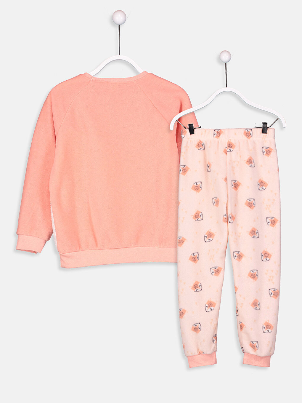 Mercan Bisiklet Yaka Uzun Kollu Kız Çocuk Pijama Takım-3