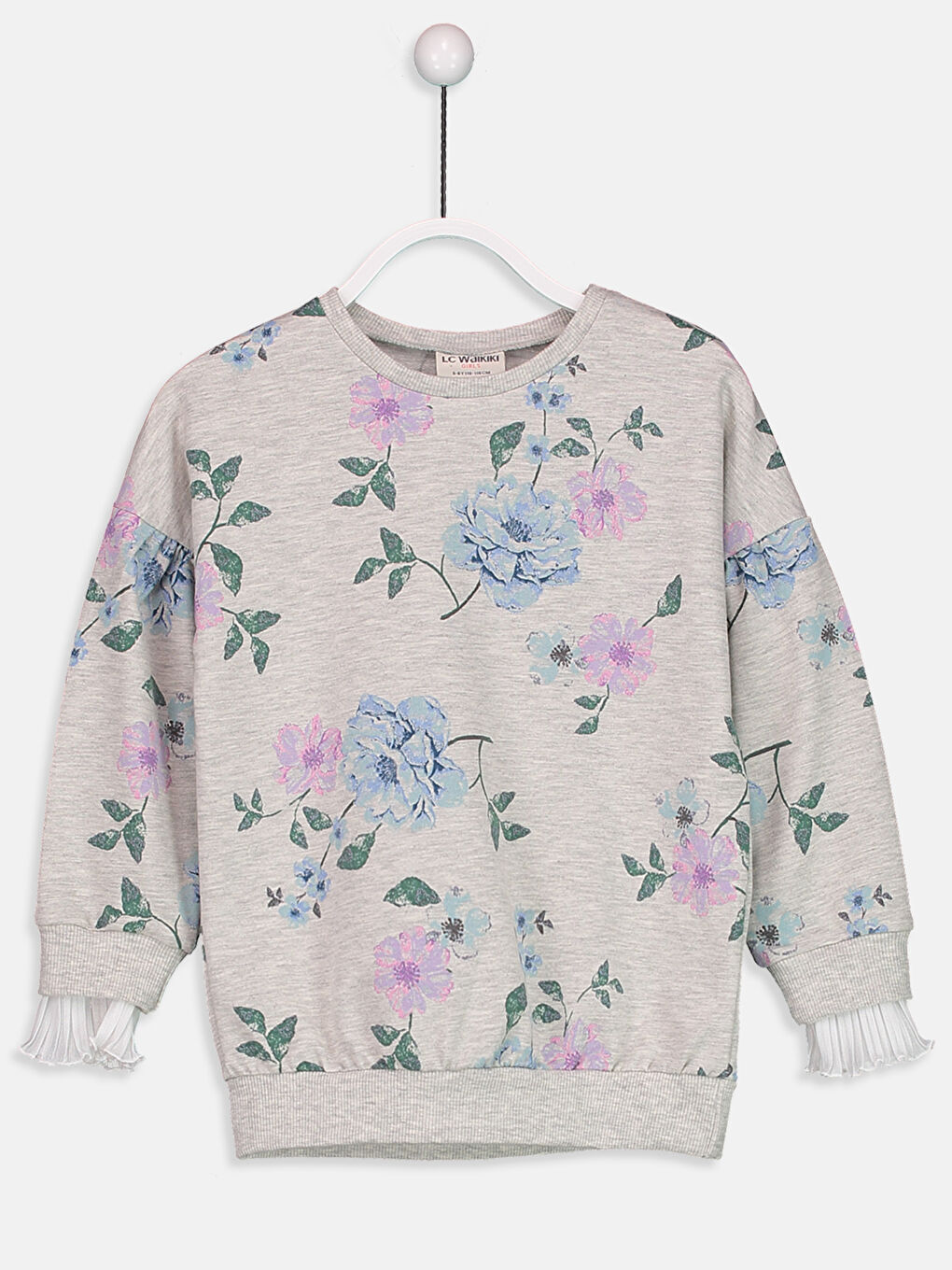 Açık Gri Baskılı Sweatshirt