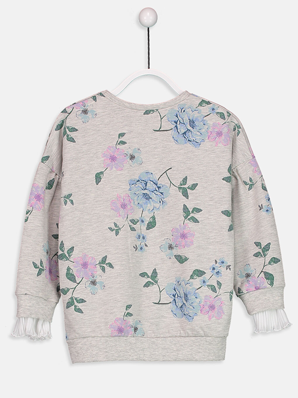 Açık Gri Baskılı Sweatshirt-1