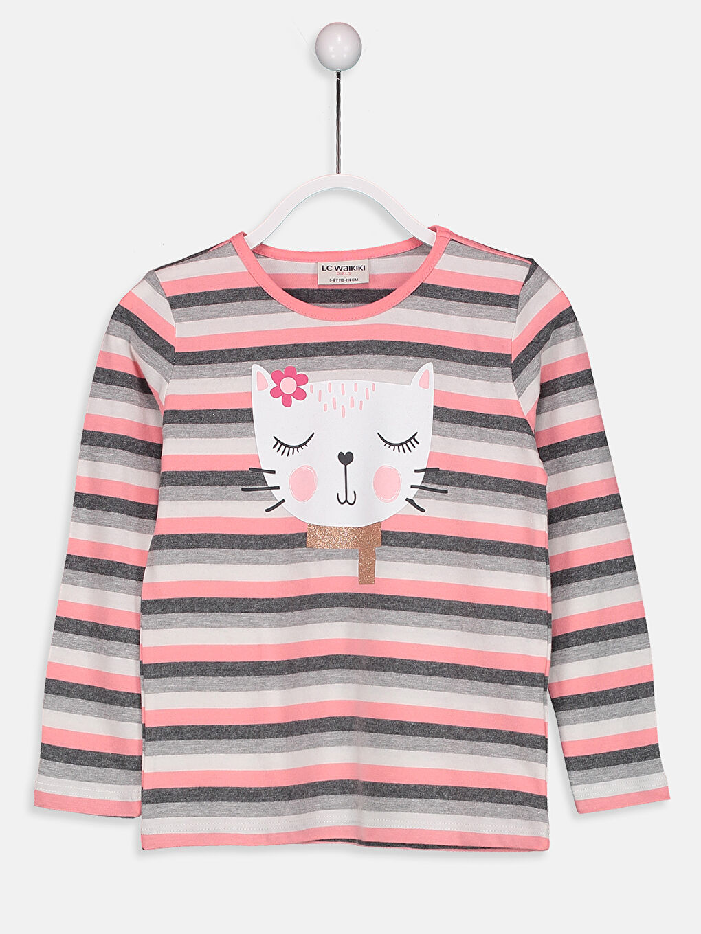 Açık Gri Çizgili Tişört