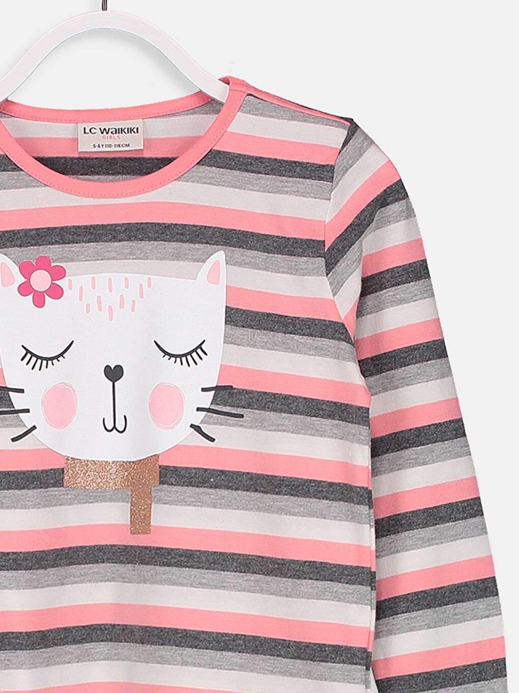 Açık Gri Çizgili Tişört-2