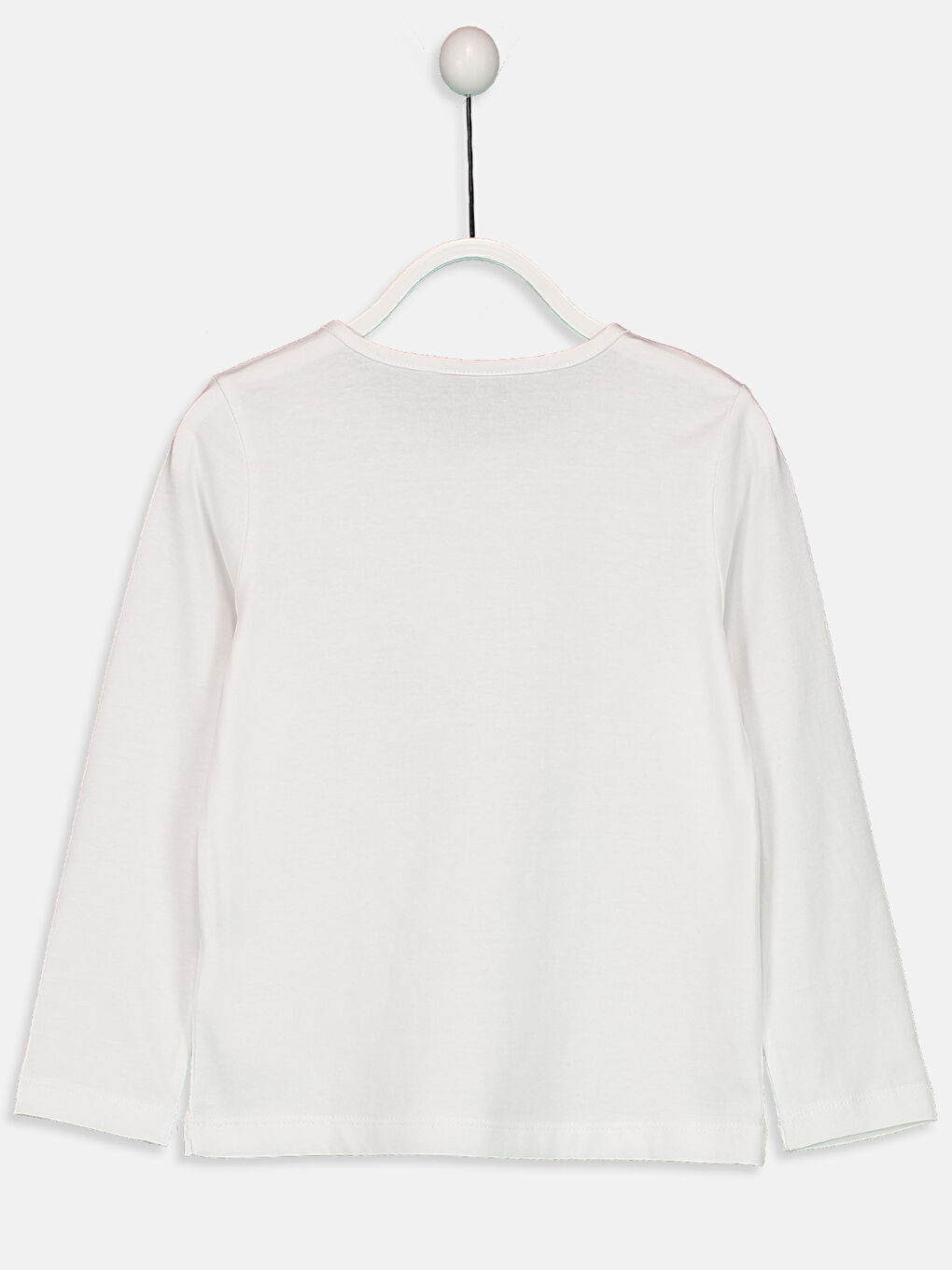 Beyaz Bisiklet Yaka Uzun Kollu Kız Çocuk Tişört-1