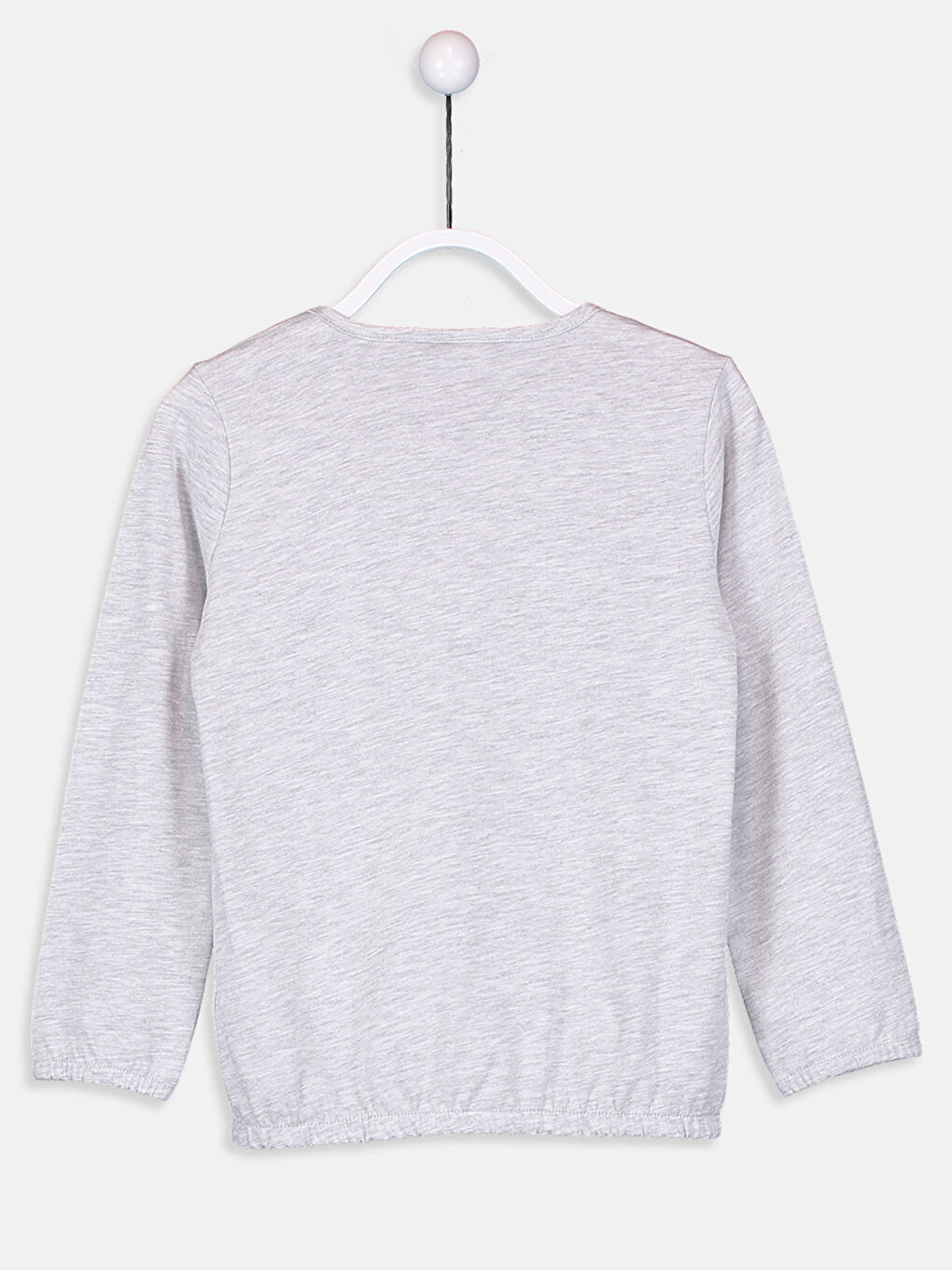 Beyaz Bisiklet Yaka Uzun Kollu Kız Çocuk Tişört-1