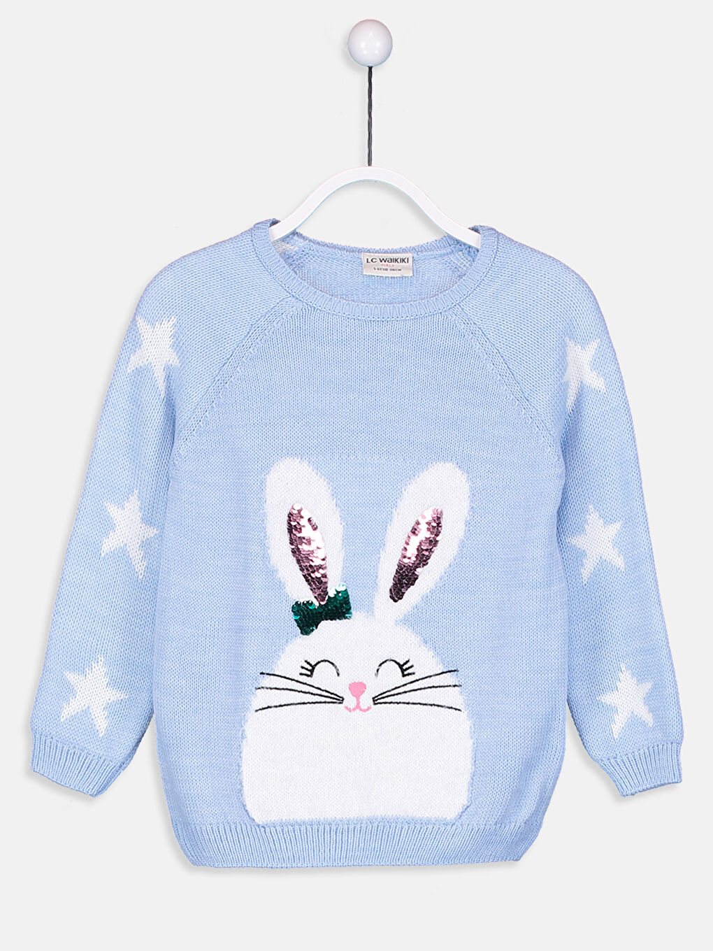 Mavi Bisiklet Yaka Kız Çocuk Kazak