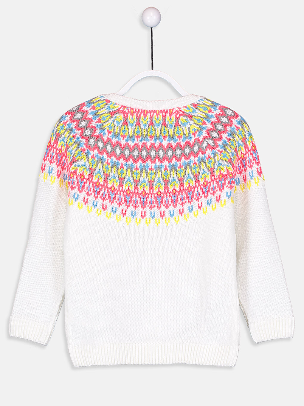 Ekru Bisiklet Yaka Kız Çocuk Kazak-1