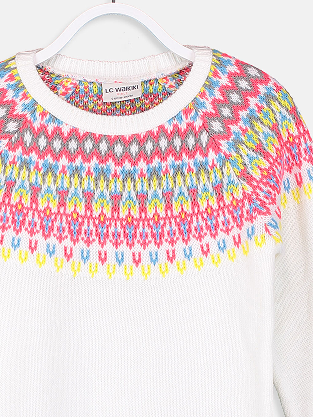 Ekru Bisiklet Yaka Kız Çocuk Kazak-2