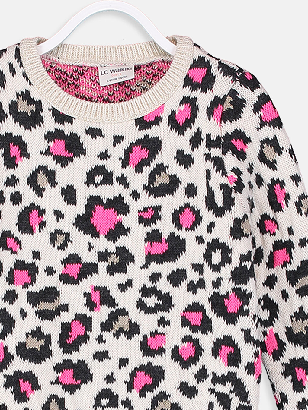 Ekru Bisiklet Yaka Kız Çocuk Kazak-2