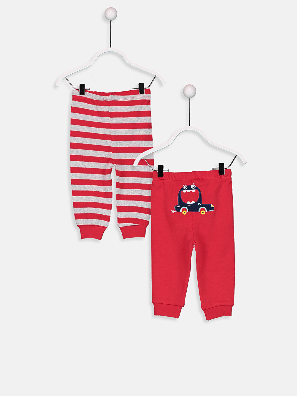 Kırmızı Erkek Bebek Pamuklu Pijama Alt 2li-1