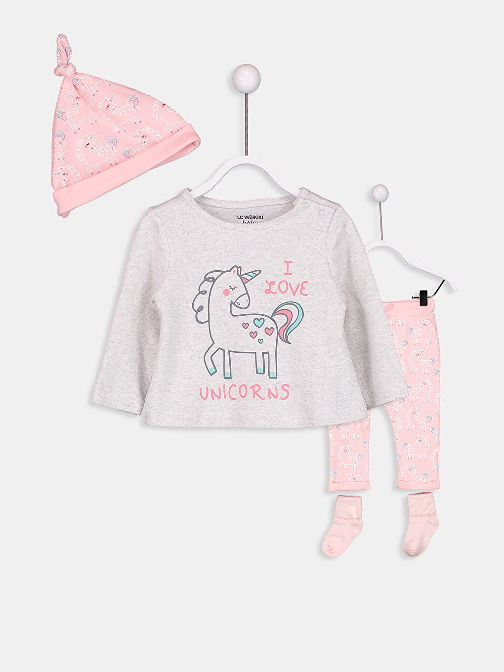 Huggies Little Hugs Ensemble Pyjama Bébé Fille - 3 Pièces En Coton Bio Doux, Haut Manches Longues Et Pantalon Confortable