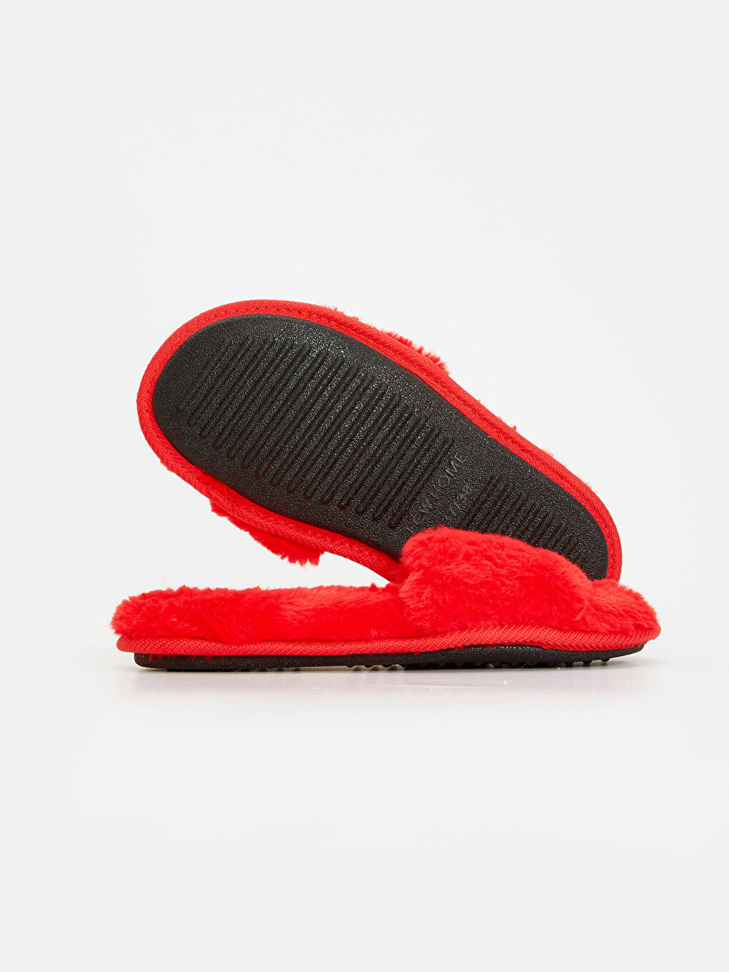 Kırmızı Pelüş Detaylı Ev Terliği -1