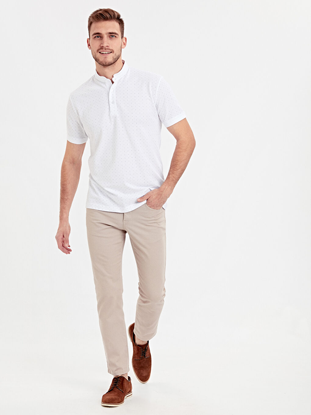 Футболка для чоловіків з коміром-стійкою та коротким рукавом-2