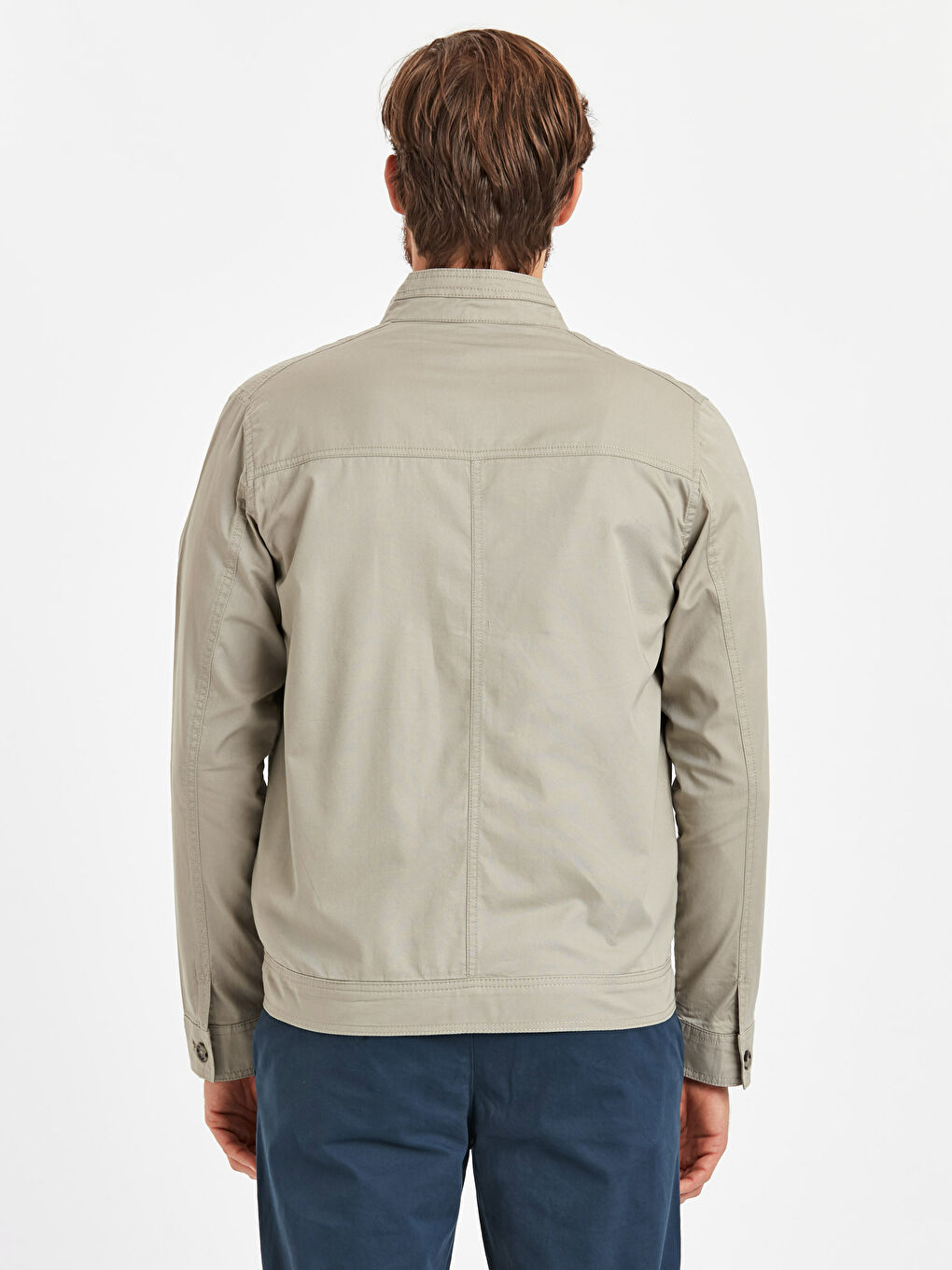 Bej Standart Kalıp Dik Yaka Erkek Mont-2