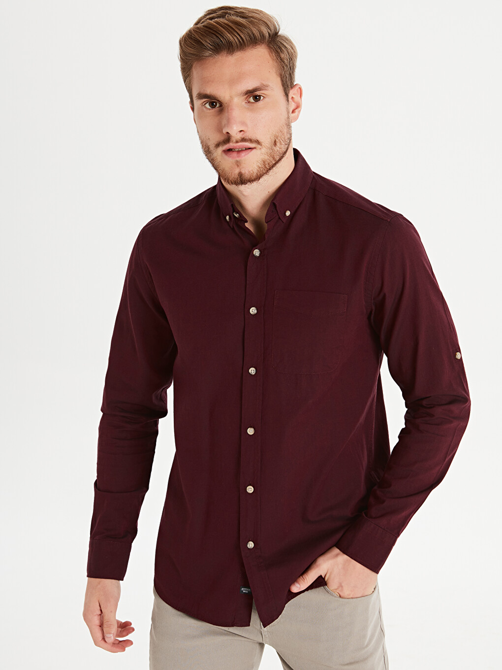 Regular Fit Long Sleeve Oxford Shirt-1