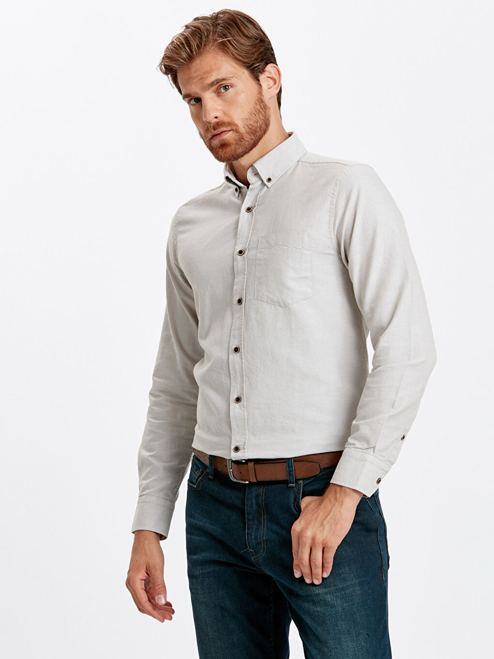 Chemise Oxford à Manches Longues Coupe Régulière