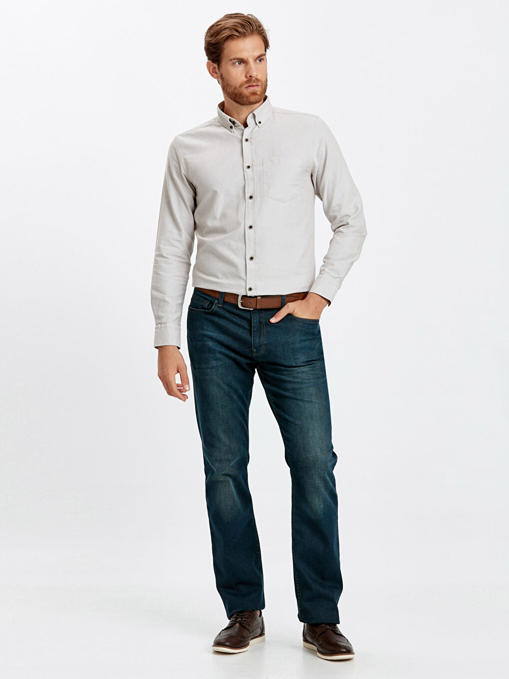 Chemise Oxford à Manches Longues Coupe Régulière-2