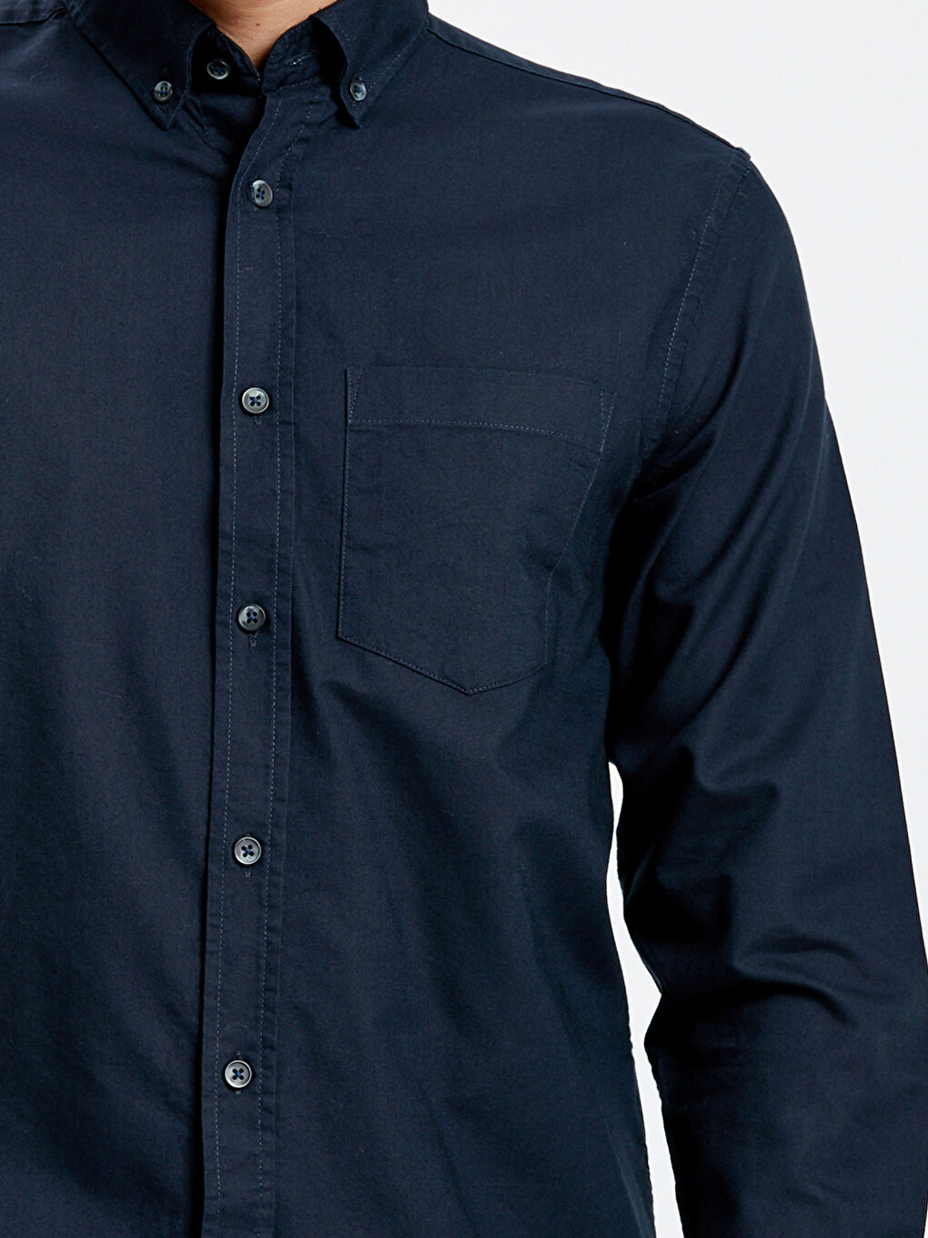 Lacivert Regular Fit Uzun Kollu Oxford Gömlek-3