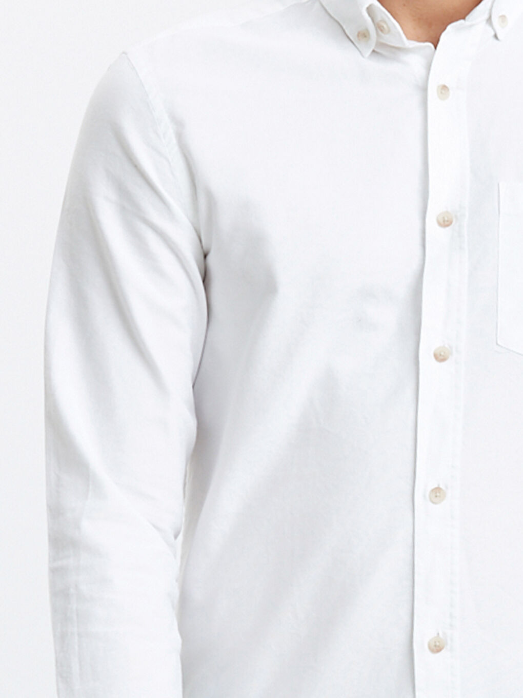 Beyaz Regular Fit Uzun Kollu Oxford Gömlek-3
