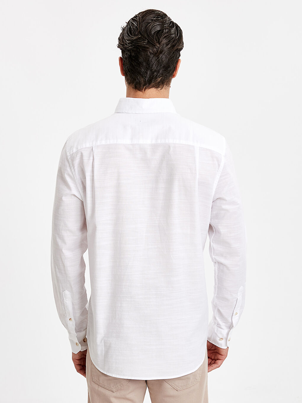 Chemise pour Hommes à Manches Longues en Popeline Coupe Régulière-1