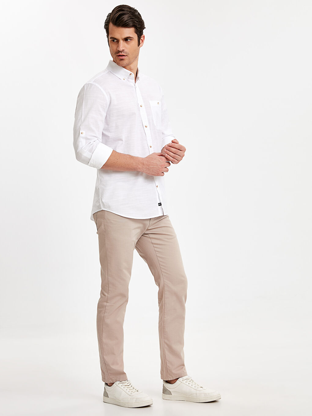 Chemise pour Hommes à Manches Longues en Popeline Coupe Régulière-2
