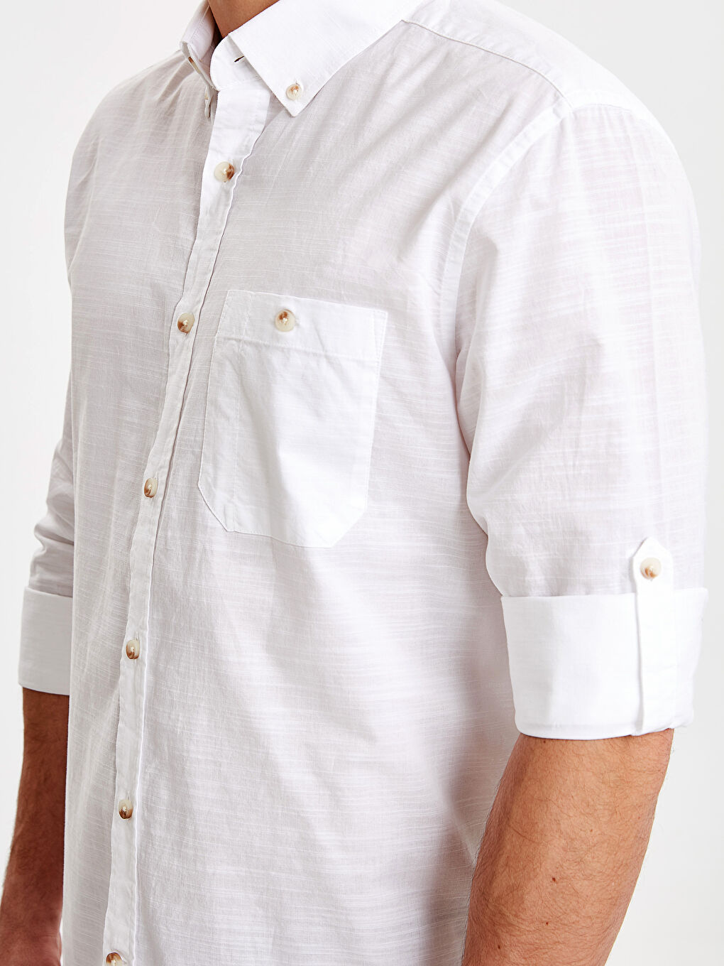 Chemise pour Hommes à Manches Longues en Popeline Coupe Régulière-3