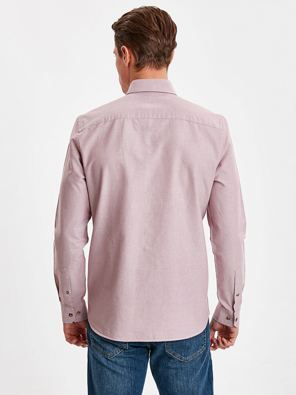 Pembe Slim Fit Uzun Kollu Oxford Erkek Gömlek-2