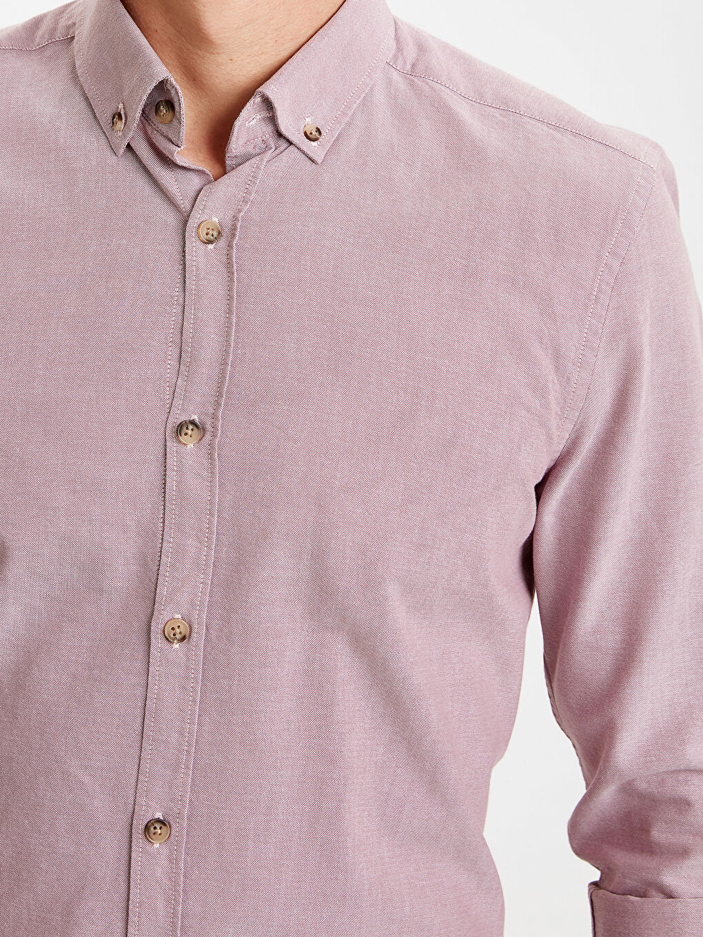 Pembe Slim Fit Uzun Kollu Oxford Erkek Gömlek-3