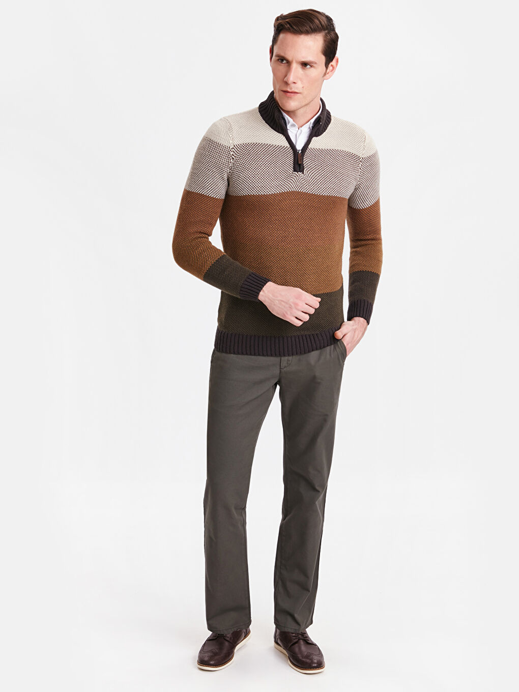 Haki Gabardin Erkek Chino Pantolon