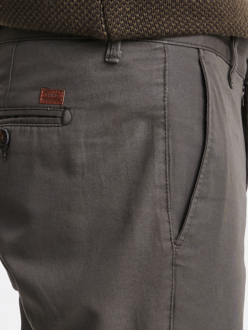 Haki Gabardin Erkek Chino Pantolon-3