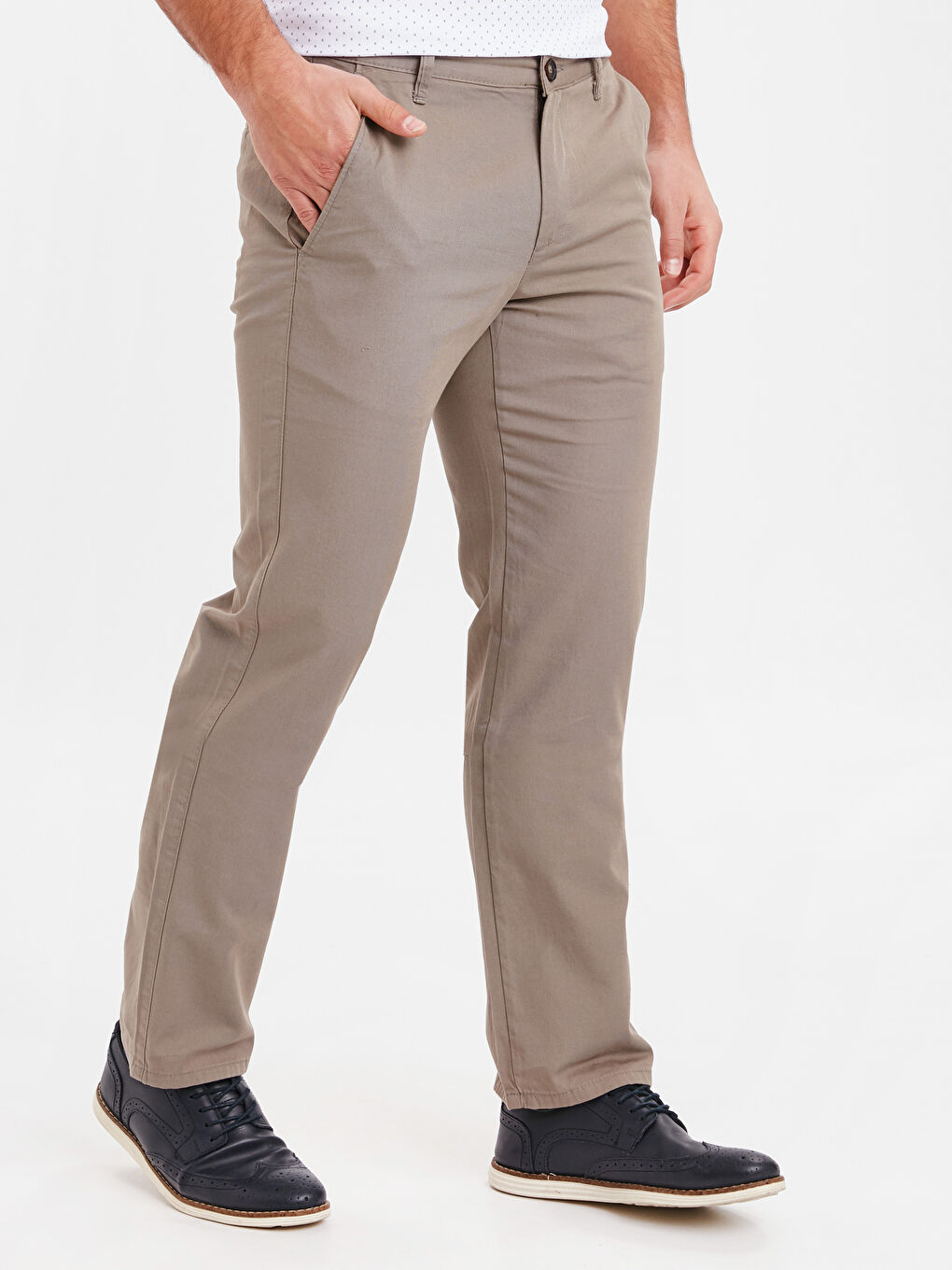 Bej Gabardin Erkek Chino Pantolon-1
