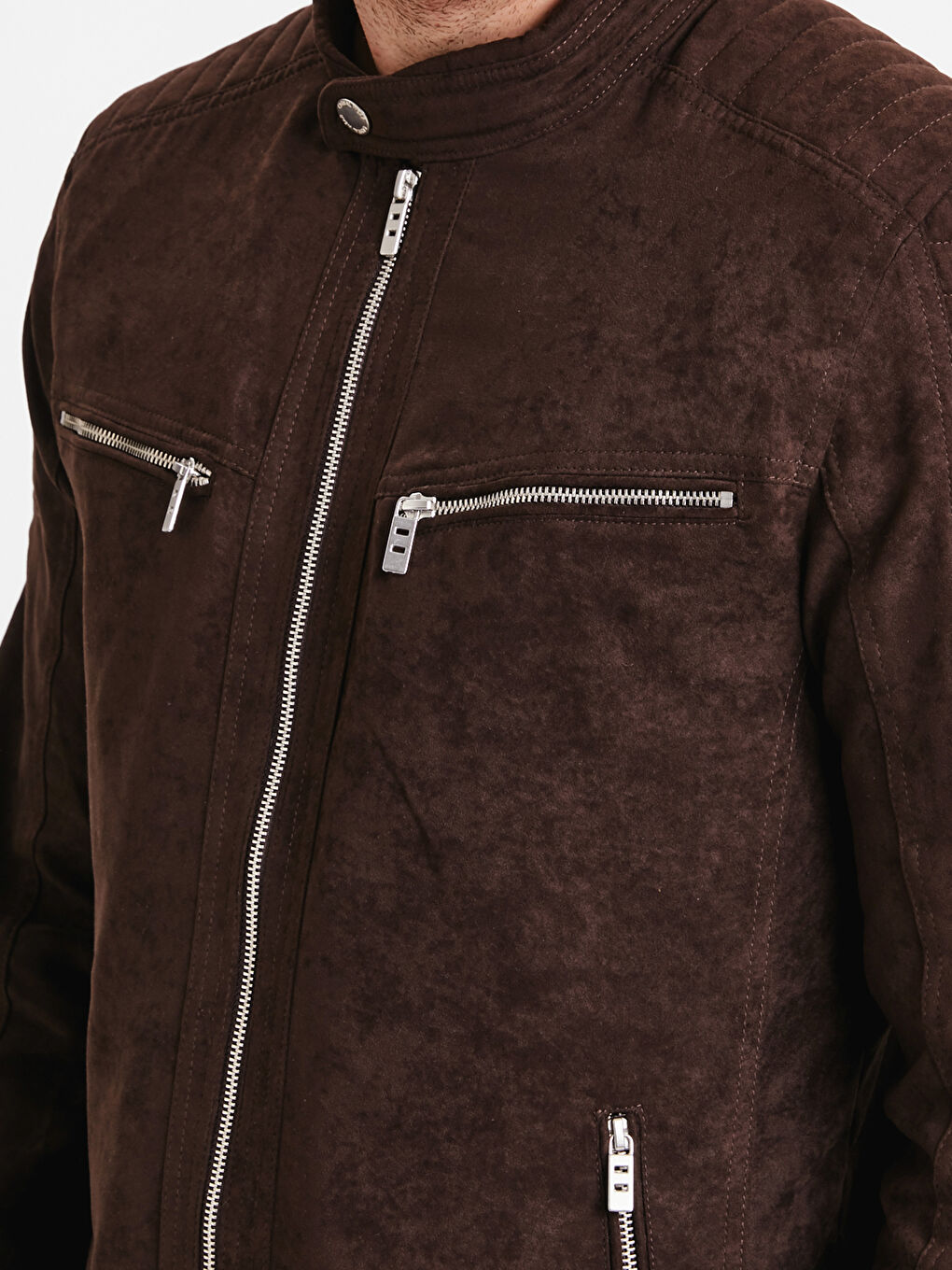 Kahverengi Deri Görünümlü Mont-4