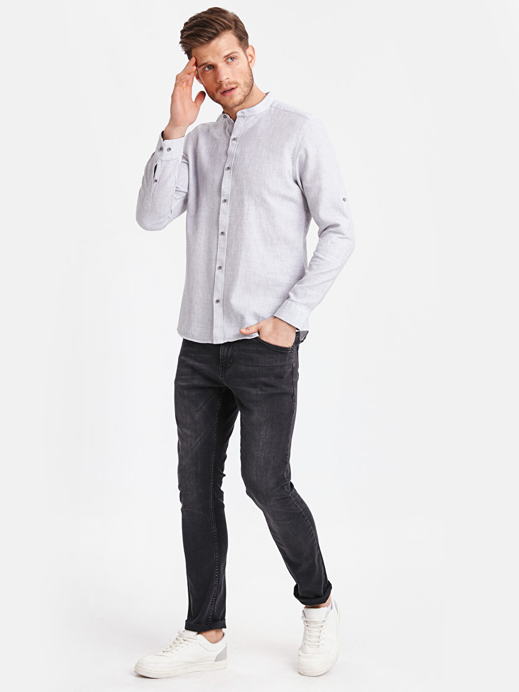 قميص رمادى رجال-2