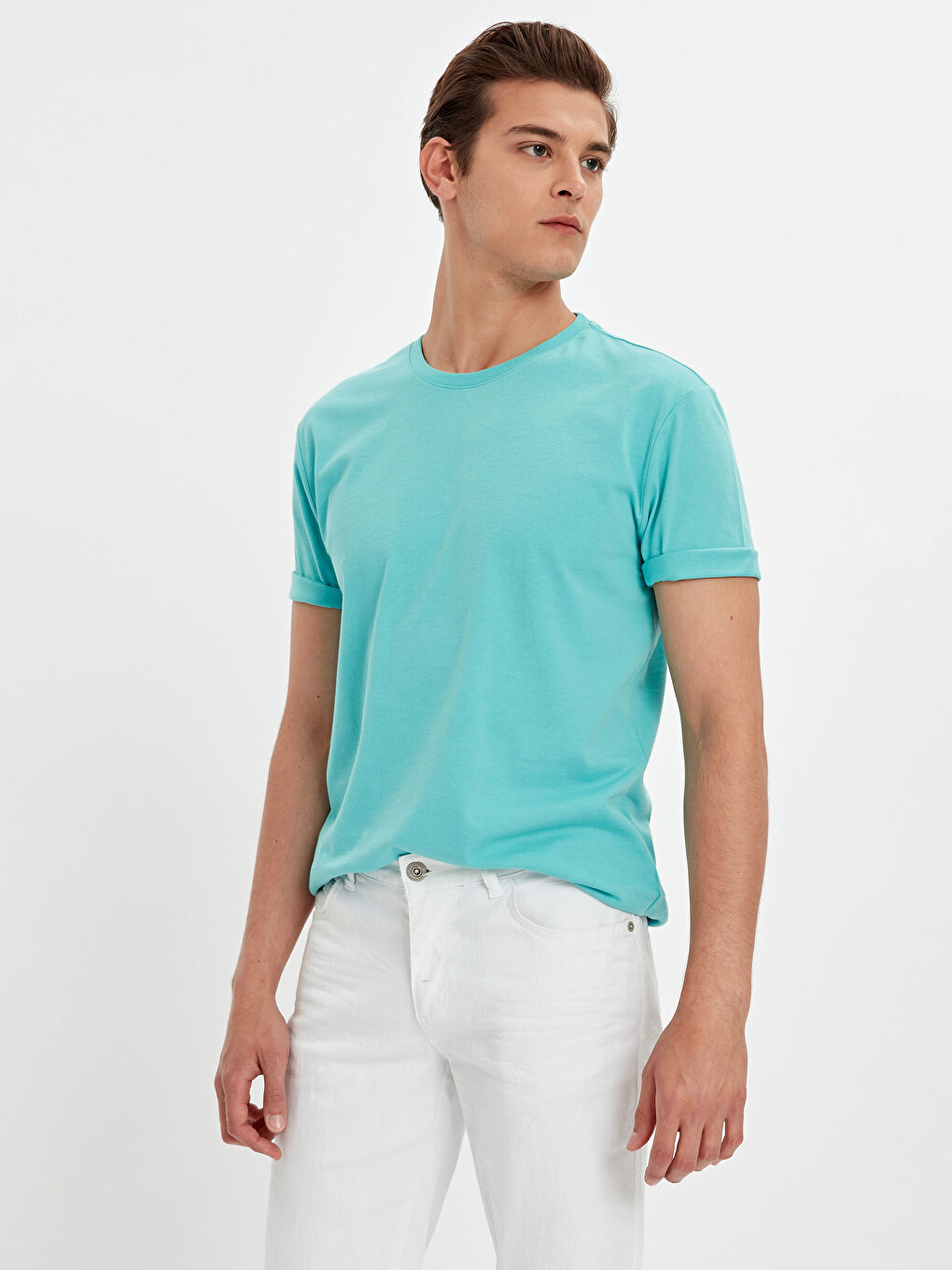 Turkuaz Suyeşili Tişört-1