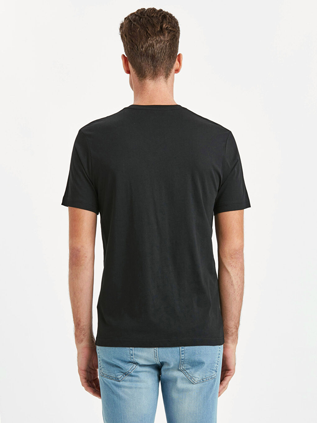 T-shirt Basique en Coton à Manches Courtes et Encolure en V-1