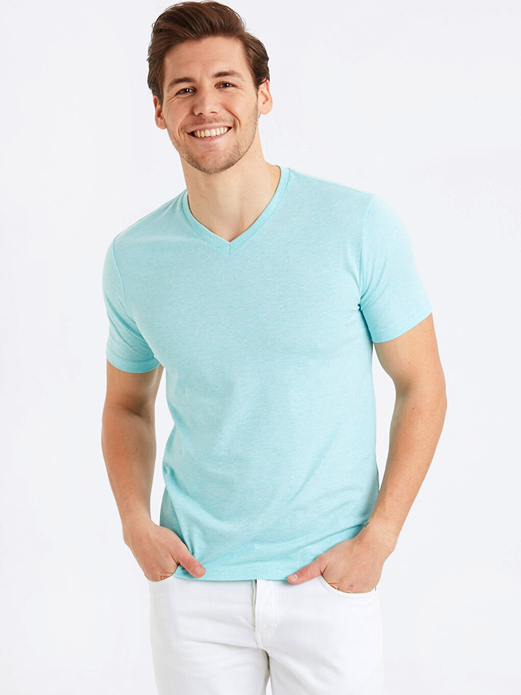V-Neck Basic Combed Cotton Men's T-Shirt