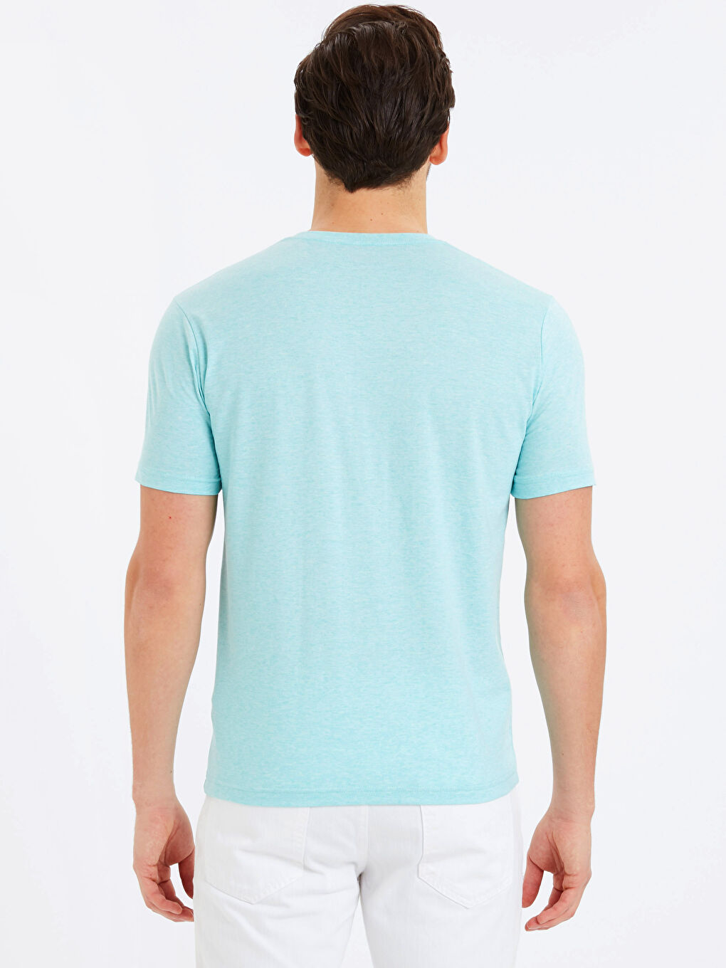 V-Neck Basic Combed Cotton Men's T-Shirt-1