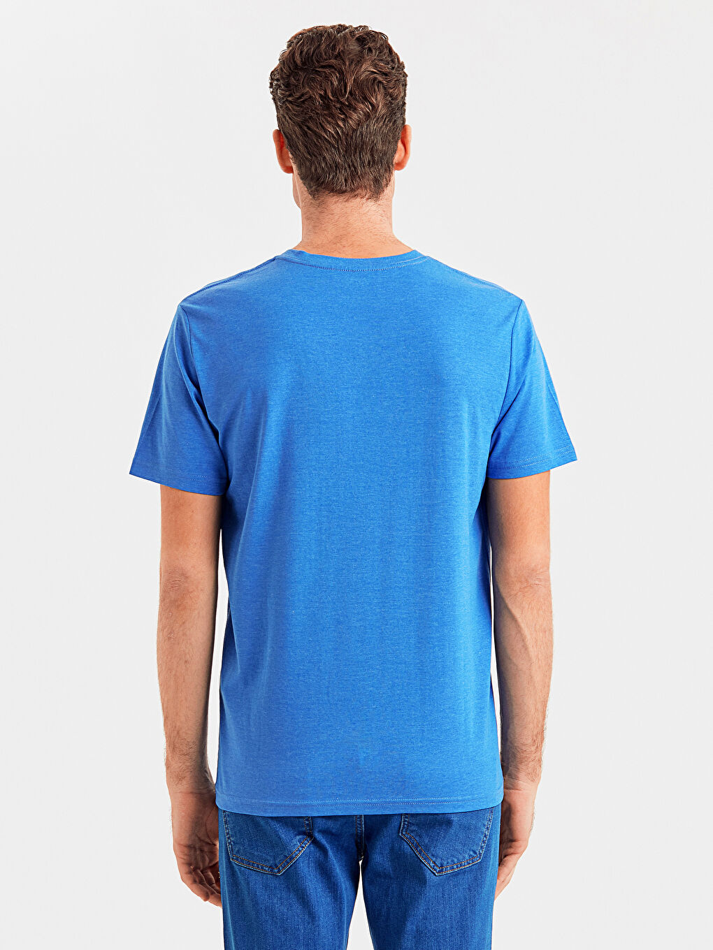 V-Neck Short Sleeved Men's Combed Cotton Men's T-Shirt-1