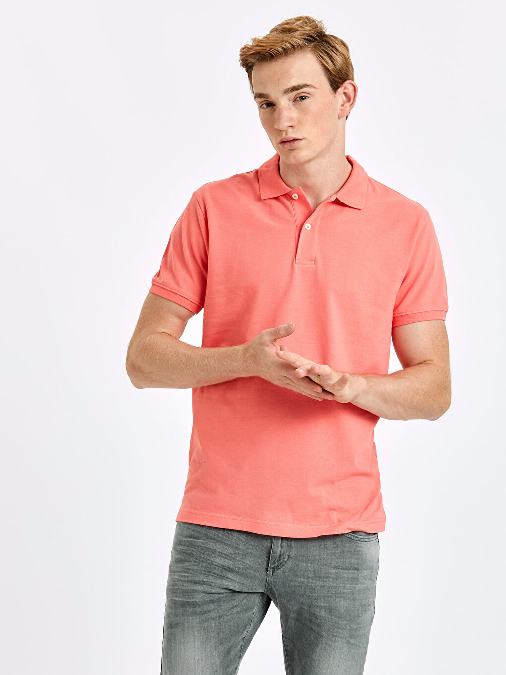 Mercan Polo Yaka Kısa Kollu Pike Erkek Tişört