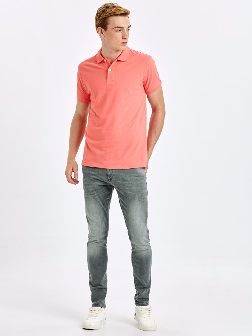 Mercan Polo Yaka Kısa Kollu Pike Erkek Tişört-2