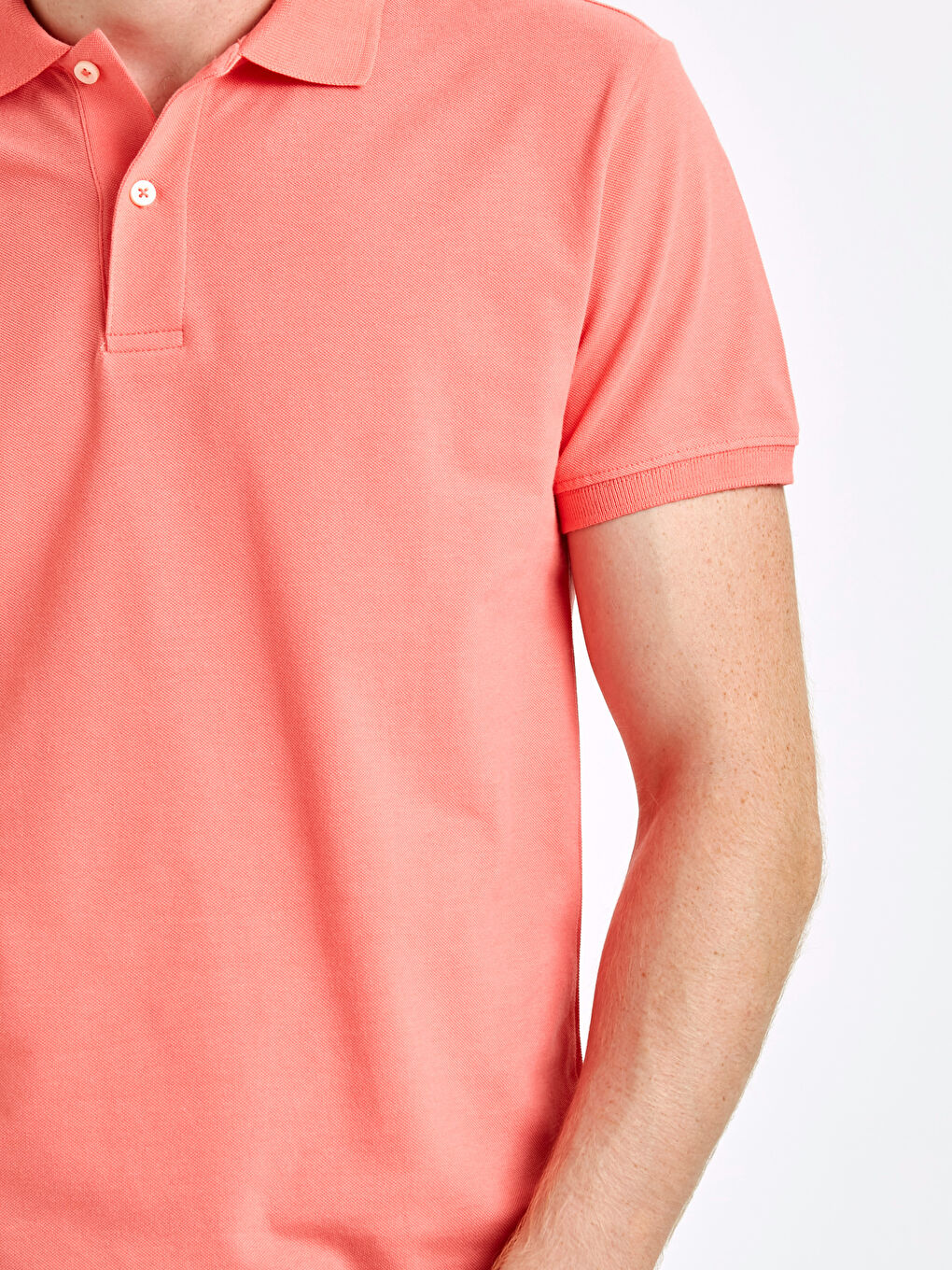 Mercan Polo Yaka Kısa Kollu Pike Erkek Tişört-3