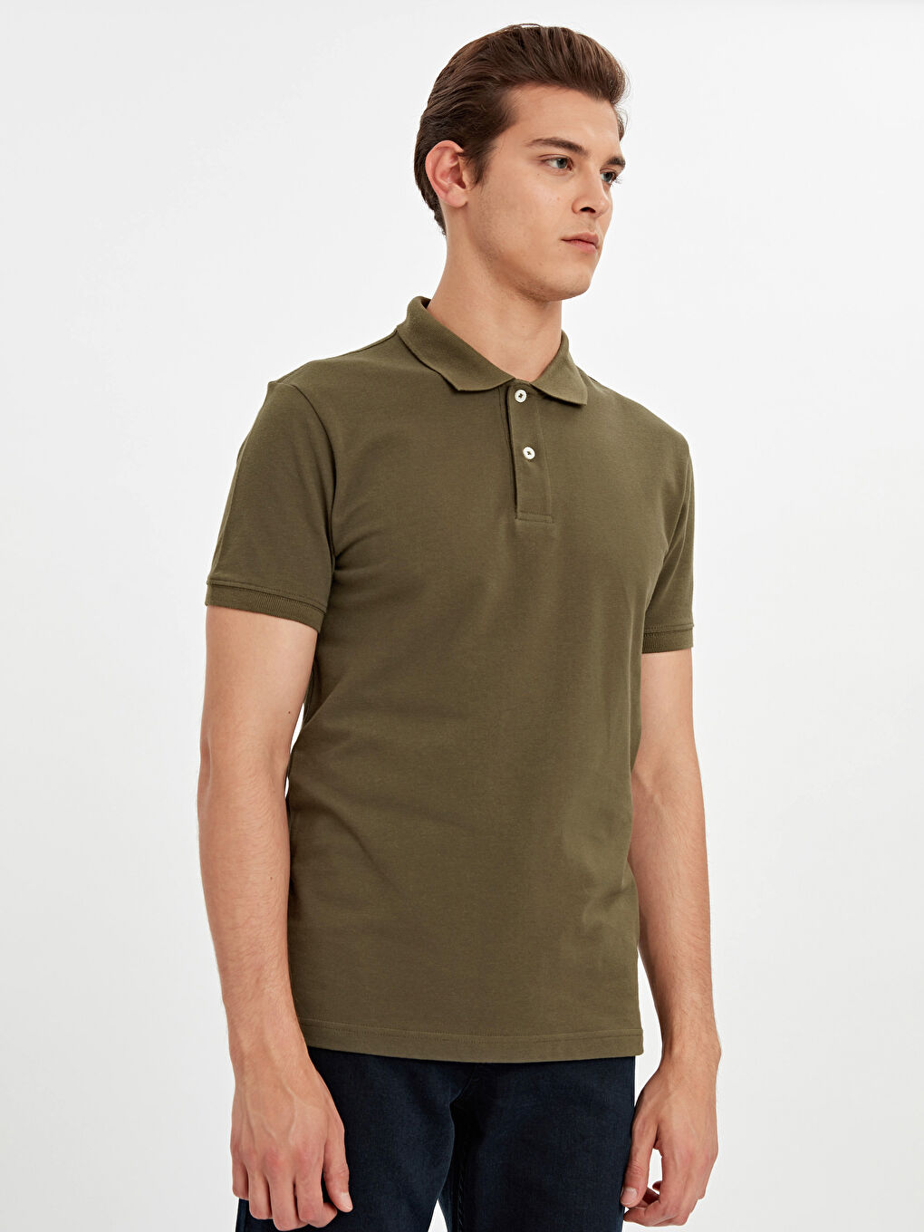 Haki Polo Yaka Kısa Kollu Pike Erkek Tişört