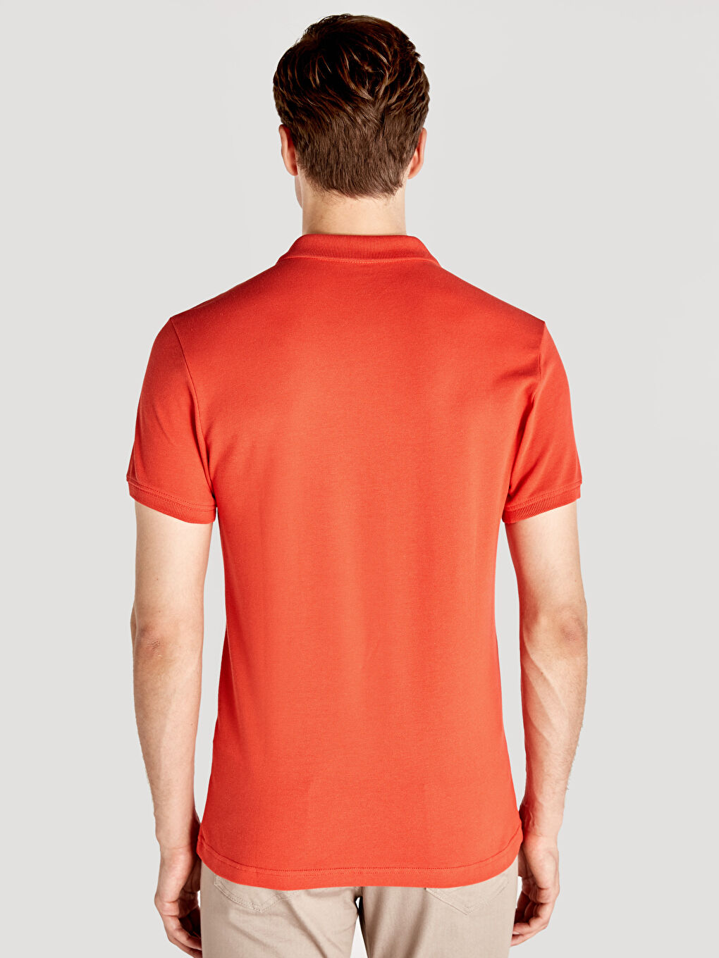 Kırmızı Polo Yaka Kısa Kollu Pike Erkek Tişört-1